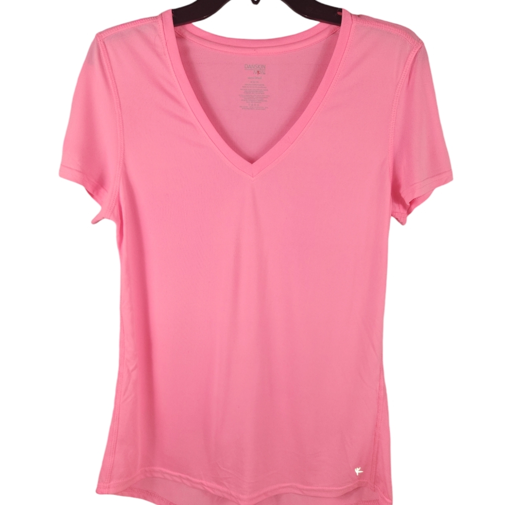 DanskinNow, Women's pink tee, 100% polyester, Size M